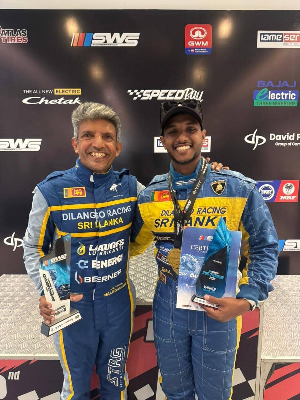 Adeeb with Dilantha Malagamuwa on the SWS podium